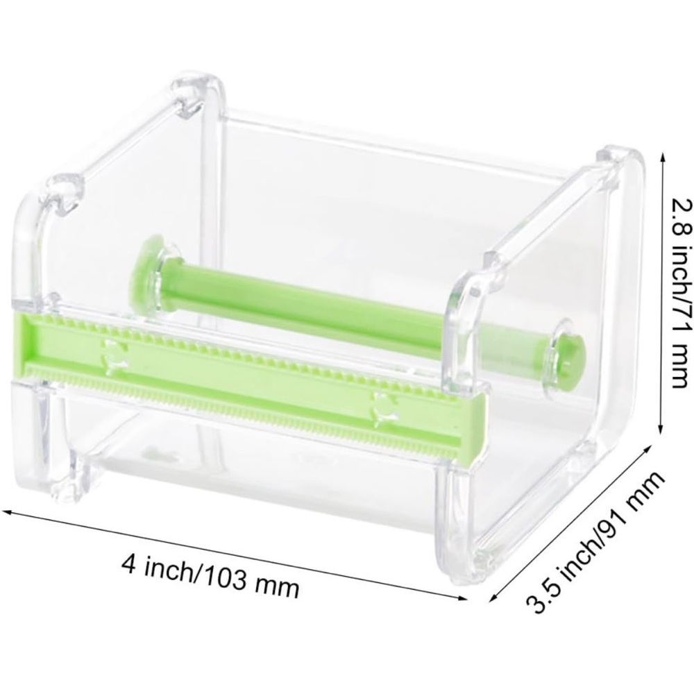 1-4 Pack Washi Tape Dispenser Transparent & Green Acrylic (3 more 4 pack avail) - Picture 8 of 8